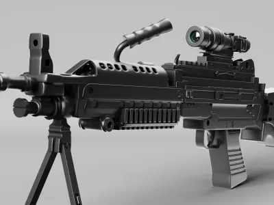 Gun 3d model assault rifle with scope 3D model