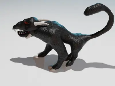 Black Wild Snake Dog Low-poly 3D model