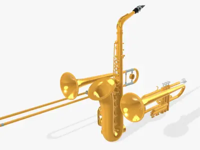 Horn Section Model Pack - Saxophone Trumpet and Trombone 3D model