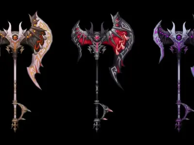 Corrupted Holy Axe Low-poly 3D model