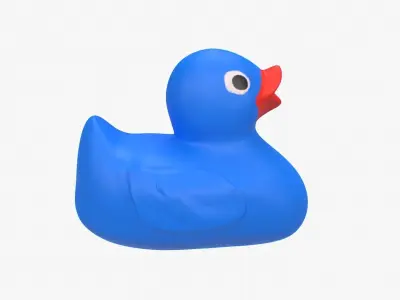 Rubber Duck in blue Low-poly 3D model