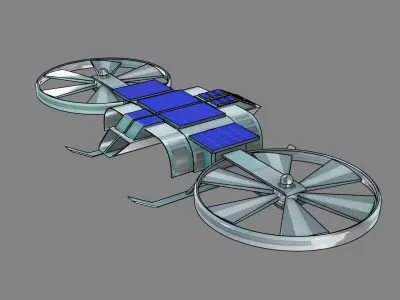 Drone V solar powered wheeled vehicle Low-poly 3D model