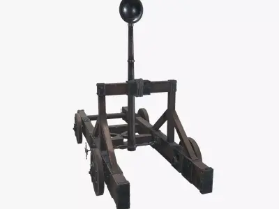 Medieval Catapult V02 Old Low-poly 3D model