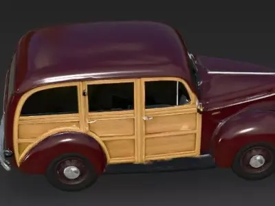 Retro Vintage Woody Station Wagon Vehicle 3d model Low-poly 3D model