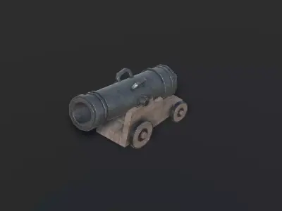 Cannon on a Platform Low-poly 3D model