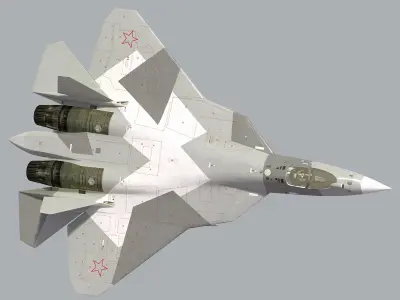 Sukhoi T-57 PAK-FA stealth fighter jet Low-poly 3D model