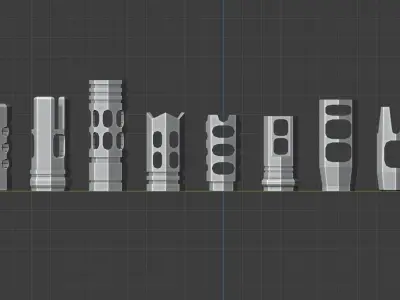 Low Poly Compensator Attachment Pack 1 Stylized Low-poly 3D model
