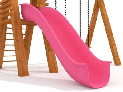 Slide wooden swing set Free 3D model