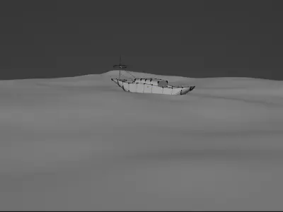 Ocean with Boat Free low-poly 3D model