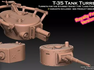 T35 Tank Turrets ROYALTY FREE VERSION 3D print model