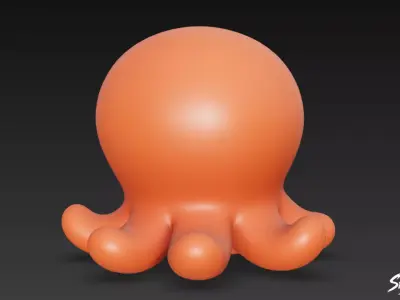Cartoon Plush Octopus Low-poly 3D model