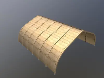 Military Airport Shed - simple aircraft hangar - desert 3D model Low-poly 3D model