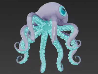 Cartoon Cyberpunk Octopus Low-poly 3D model