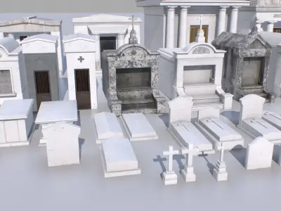 Mausoleums Tombs and Graves pack 3 Low-poly 3D model