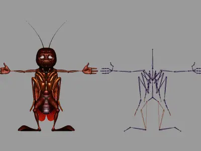 Cockroach Character Low-poly 3D model
