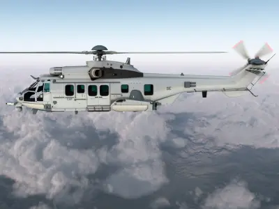 Eurocopter EC725 Caracal Tactical Transport Helicopter Rigged 4 3D model