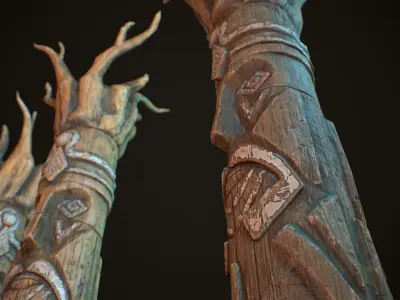 Totem wood 7 pbr 4k Low-poly 3D model