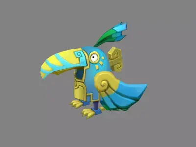 Cartoon organ bird - mechanical bird Low-poly 3D model