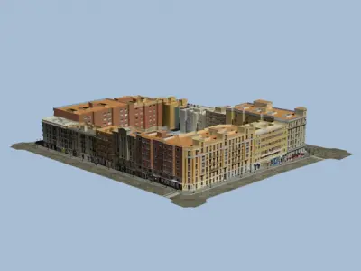City Block Low-poly 3D model