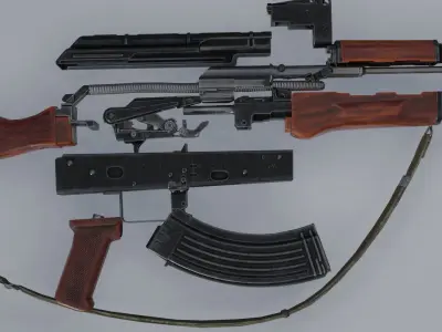 AK-47 Realistic rifle Low-poly 3D model
