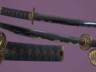 Tokugawa Tanto - A Japanese Dagger Low-poly 3D model