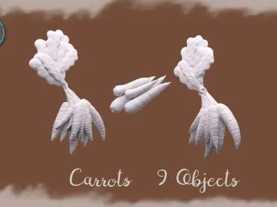 Carrot Bundle Miniature Vegetables  Dollhouse and Diorama 3D print model