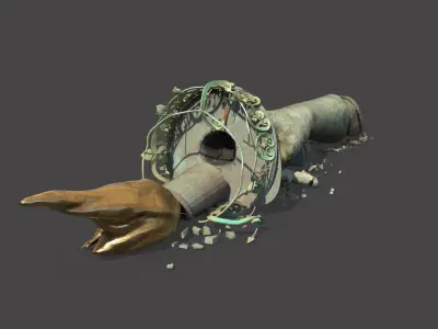 Broken Down Statue Of Libertys Hand and Torch 3D model