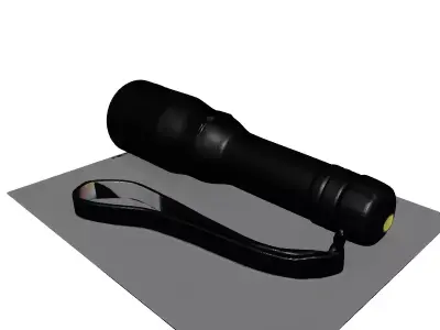Black Tactical Flashlight Broken Lens 3D model