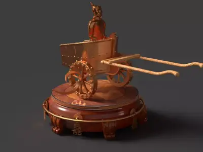 Chinese  chariot with warrior  Low-poly 3D model