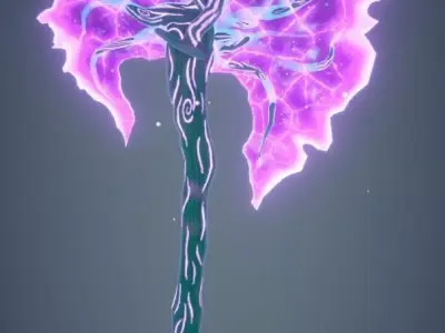 Stylized Crystal Axe with custom shader Unity - URP and VRChat Low-poly 3D model