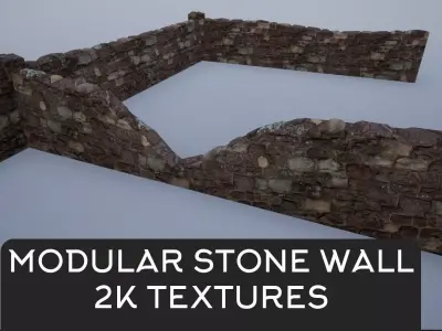 Modular Stone Walls Low-poly 3D model
