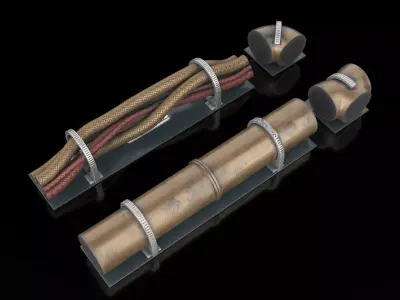 Sci-fi Ceiling Thick Pipes And Wires PBR 3D model