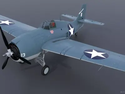 F4F-3 WILDCAT 13 Low-poly 3D model