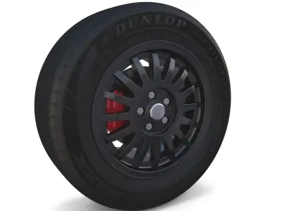 Generic Dark Alloy Wheel and Brake 3D model