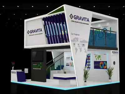 6mtr x 6mtr expo stall 3side open Exhibition Stand Free low-poly 3D model