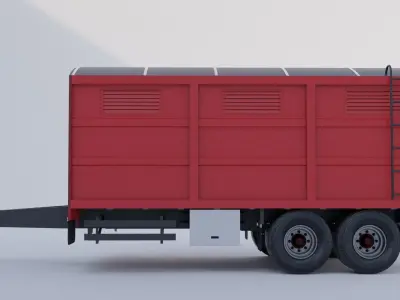 Agricultural Trailer Low-poly 3D model