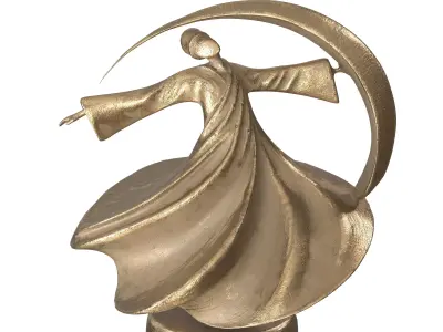 Dancing human metal statues Low-poly 3D model