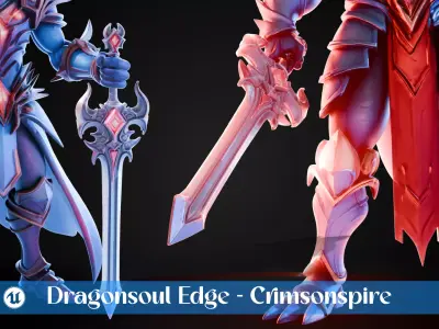 Stylized Sword - Dragonsoul Edge Crimsonspire - Game Ready 3D model