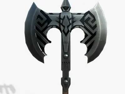 Two handed Ax Low-poly 3D model