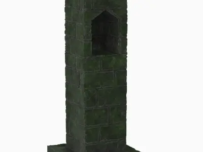 Column post with square base Low-poly 3D model