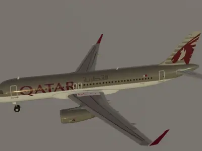 Qatar Airways Airbus a320-232 low poly 3D Model  Low-poly 3D model