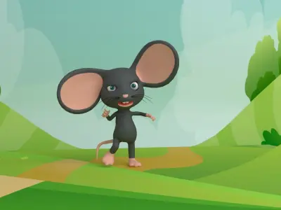 Cartoon Rat Rigged 3D Low-poly 3D model