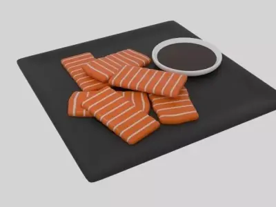Salmon Sashimi Low-poly 3D model
