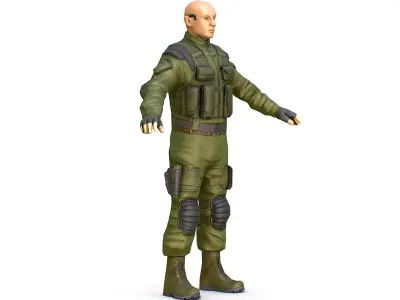 LowPoly 3d Man Military Solder Armor 3D Model Low-poly 3D model
