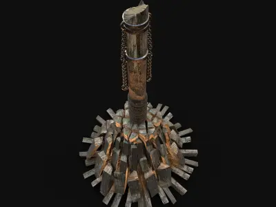 WITCH STAKE TORTURE TORMENT DEATH PYRE Low-poly 3D model