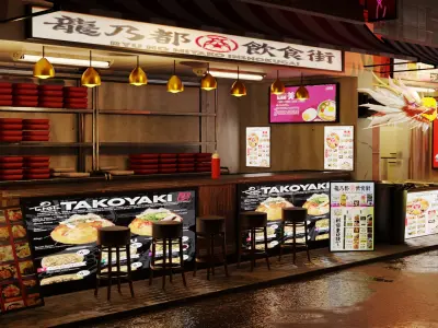 Japanese restaurant Street Yatai Boosuseki 3D model