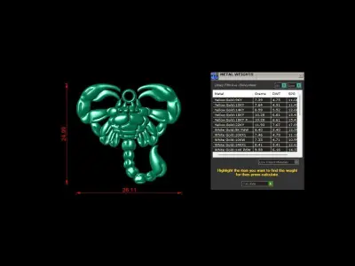 Scorpion Pendant 3D Model 3 Sizes for Jewelry Printing CNC Free 3D print model