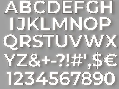 Backlit alphabet 3d volumetric glowing letters numbers symbols 3D model