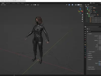 Realistic 3D model of Man - Military Woman - Modular - Rigged  Low-poly 3D model