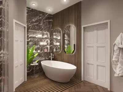 Bathroom model with sanitary ware - Corona materials Free 3D model